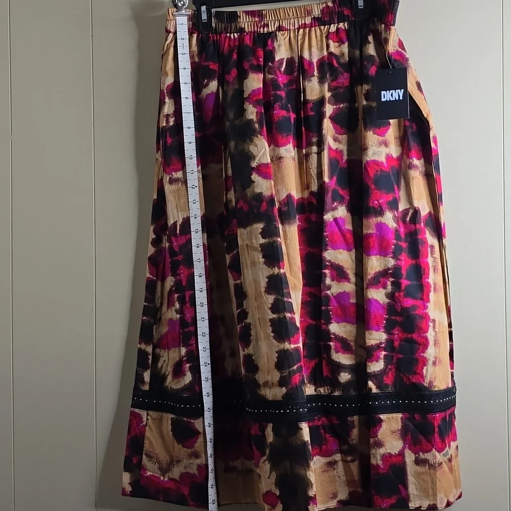DKNY Women's Leaf Print A-Line Skirt Large - Picture 13 of 16